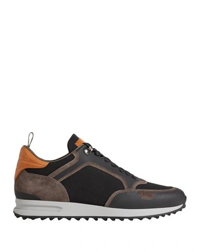 Dunhill Man Sneakers Lead Size 6.5 Soft Leather, Textile Fibers In Brown