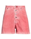 Department Five Department 5 Woman Denim Shorts Coral Size 27 Cotton, Elastane In Red