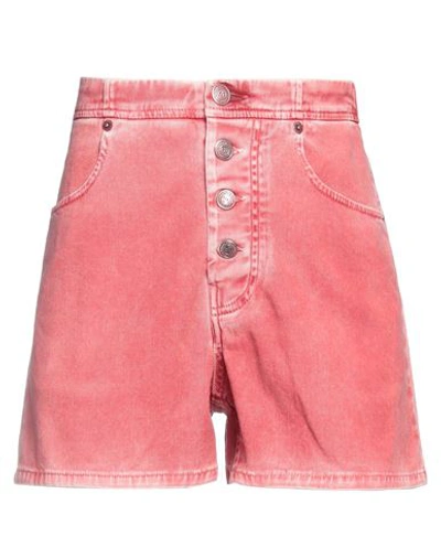 Department 5 Woman Denim Shorts Coral Size 28 Cotton, Elastane In Red