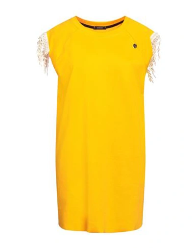 Mangano Woman Short Dress Ocher Size 8 Cotton In Yellow
