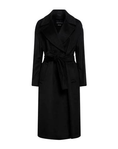 Cinzia Rocca Woman Coat Black Size 14 Virgin Wool, Polyamide, Cashmere