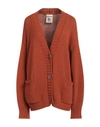 Semicouture Woman Cardigan Rust Size S Cashmere, Polyamide In Red