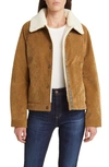 Pendleton Wind River Corduroy Trucker Jacket With Removable High Pile Fleece Collar In Saddle