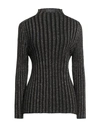 Cashmere Company Woman Turtleneck Black Size 12 Wool, Lurex
