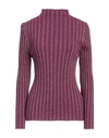 Cashmere Company Woman Turtleneck Mauve Size 12 Wool, Lurex In Purple
