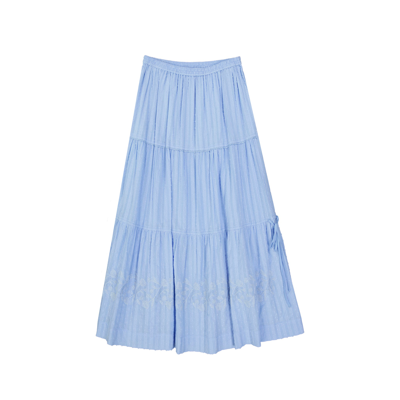 スカート CHLOE BLUE COTTON MIDI SKIRT See By Chloé See By Chloe Cotton Midi Skirt In Blue | ModeSens