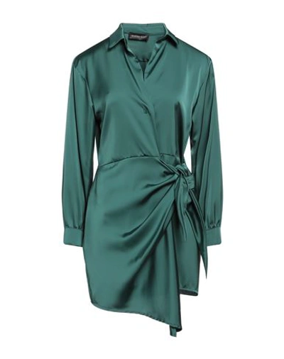 Vanessa Scott Woman Short Dress Deep Jade Size L Polyester In Green