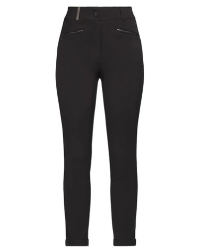 Peserico Woman Pants Dark Brown Size 4 Polyester, Viscose, Cotton, Elastane In Brown