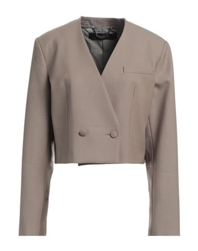 Federica Tosi Woman Blazer Khaki Size 4 Polyester, Wool, Elastane In Beige
