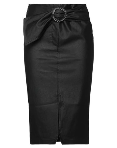 8pm Woman Midi Skirt Black Size S Polyurethane, Viscose, Polyamide, Elastane