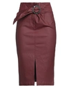 8pm Woman Midi Skirt Burgundy Size S Polyurethane, Viscose, Polyamide, Elastane In Red