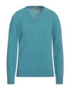 Irish Crone Man Sweater Azure Size M Cotton In Blue