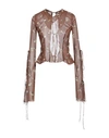 Knwls Woman Top Brown Size 6 Silk, Elastane In Brown