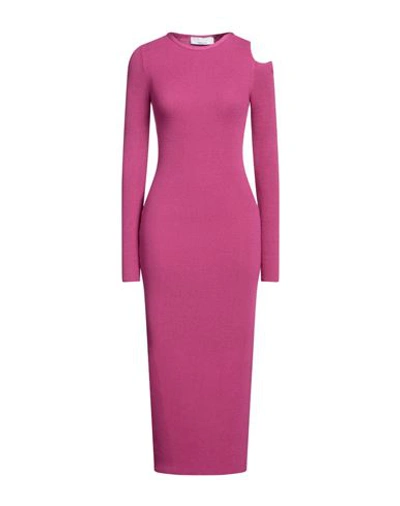 Kaos Woman Midi Dress Mauve Size S Viscose, Polyester, Polyamide In Purple