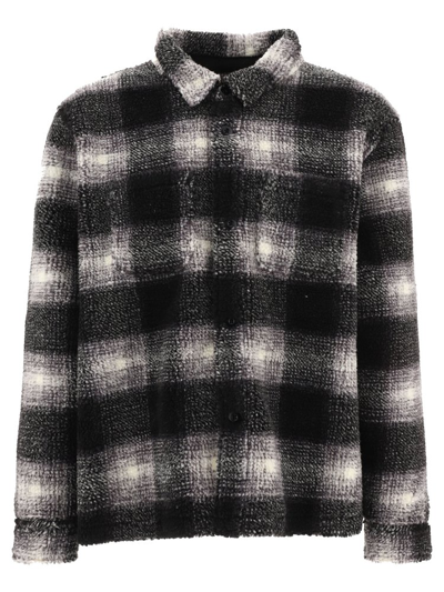 Stussy Shadow Plaid Cotton Shirt In Charcoal