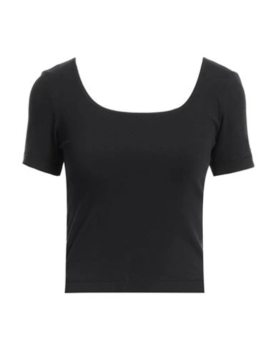 Champion Woman T-shirt Black Size L Cotton, Elastane