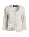 Elisa Cavaletti By Daniela Dallavalle Woman Blazer Sand Size 6 Linen, Rayon, Polyurethane In Beige