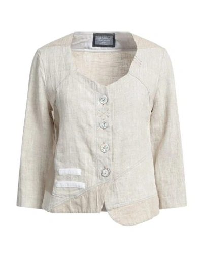 Elisa Cavaletti By Daniela Dallavalle Woman Blazer Sand Size 10 Linen, Rayon, Polyurethane In Beige