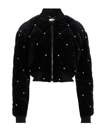Moschino Woman Jacket Black Size 8 Cotton, Elastane, Virgin Wool, Polyamide In Black