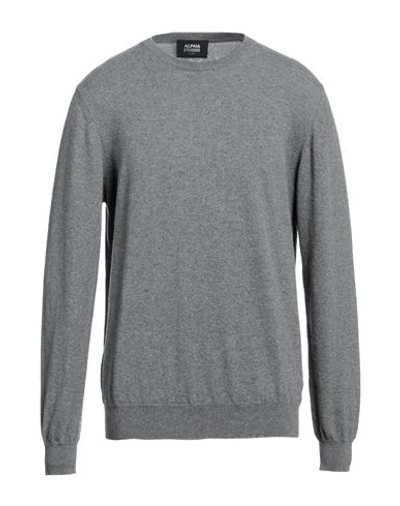 Alpha Studio Man Sweater Grey Size 44 Geelong Wool In Grey