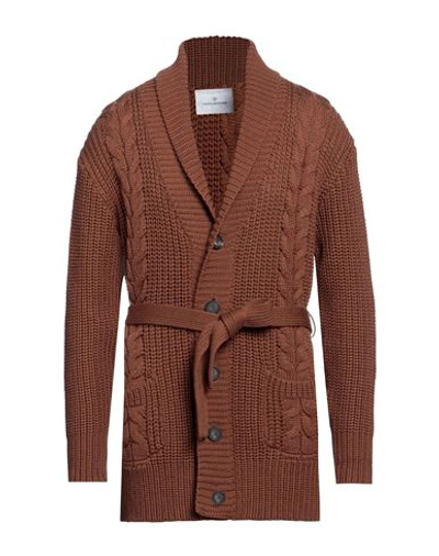 Tagliatore Man Cardigan Brown Size 42 Virgin Wool In Brown