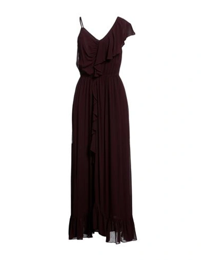 Mes Demoiselles Ruffled Silk Georgette Long Dress In Purple