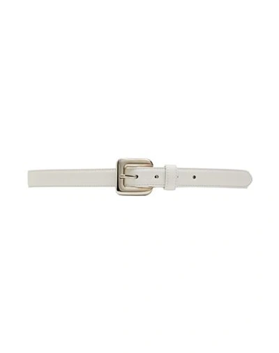 8 By Yoox Square Metallic Buckle Leather Belt Woman Belt White Size Xxl Bovine Leather