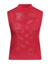 Federica Tosi Woman Sweater Red Size 10 Viscose, Polyester In Red
