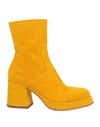 Lemaré Woman Ankle Boots Ocher Size 7 Soft Leather In Yellow