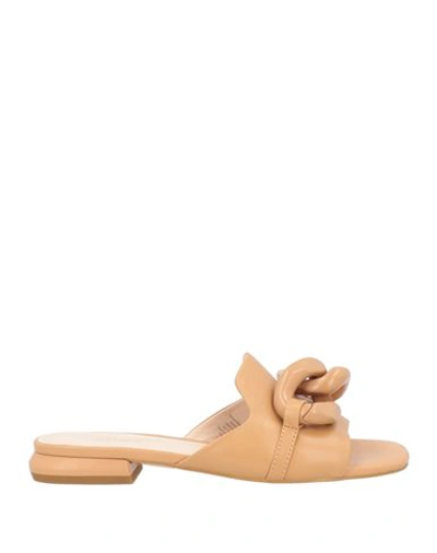 Tosca Blu Woman Sandals Camel Size 6 Soft Leather In Beige