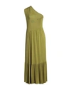 Mangano Woman Midi Dress Acid Green Size L Cotton