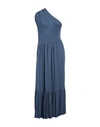 Mangano Woman Midi Dress Slate Blue Size L Cotton