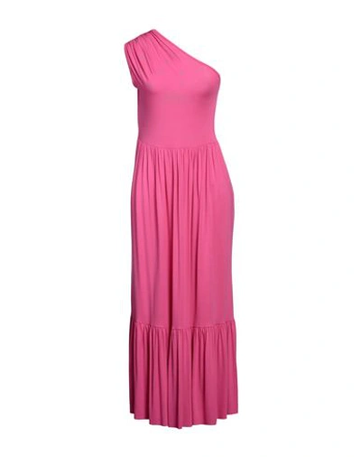 Mangano Woman Midi Dress Fuchsia Size L Cotton In Pink