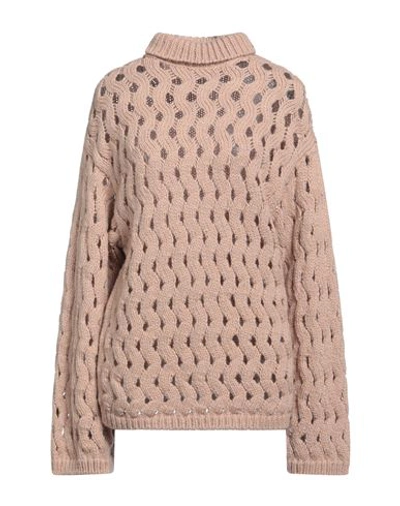 Attic And Barn Woman Turtleneck Antique Rose Size L Wool, Acrylic, Alpaca Wool In Pink