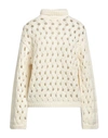 Attic And Barn Woman Turtleneck Ivory Size L Wool, Acrylic, Alpaca Wool In White
