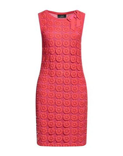 Clips Woman Midi Dress Red Size 6 Viscose, Acrylic, Cotton