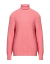 Mp Massimo Piombo Man Turtleneck Coral Size 44 Lambswool In Red