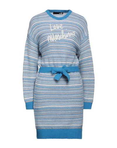 Love Moschino Woman Mini Dress Azure Size 6 Wool, Polyamide, Cotton, Acrylic, Mohair Wool In Blue