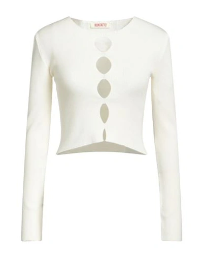 Kontatto Woman Sweater Cream Size Onesize Viscose, Acrylic, Elastane In White