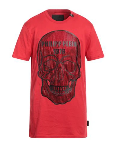Philipp Plein Man T-shirt Red Size L Cotton, Fiberglass