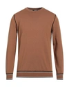 +39 Masq Man Sweater Brown Size 40 Merino Wool In Red