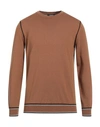+39 Masq Man Sweater Brown Size 46 Merino Wool