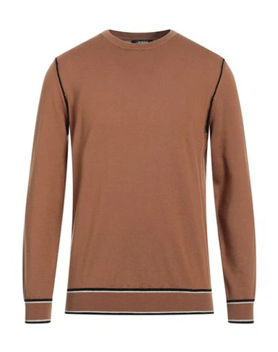 +39 Masq Man Sweater Brown Size 46 Merino Wool