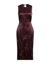 DEL CORE DEL CORE WOMAN MIDI DRESS DEEP PURPLE SIZE 6 VISCOSE, COTTON, METALLIC FIBER, ACETATE, SILK