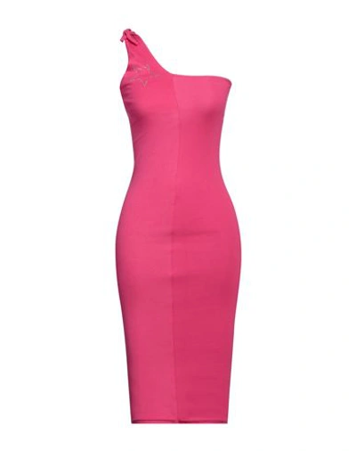 Mangano Woman Midi Dress Fuchsia Size 8 Cotton In Pink