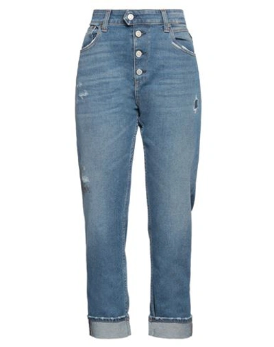 REPLAY REPLAY WOMAN JEANS BLUE SIZE 31W-28L COTTON, ELASTANE