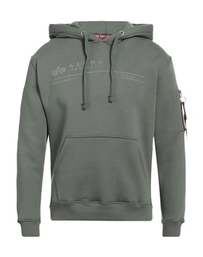 Alpha Industries Man Sweatshirt Military Green Size M Cotton, Polyester