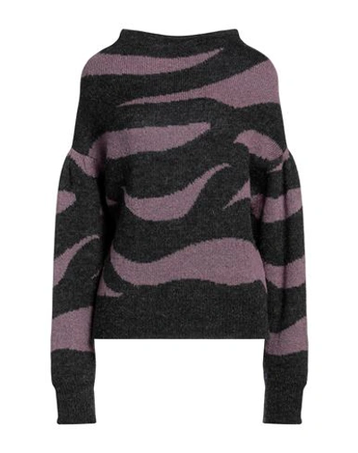 Société Anonyme Woman Turtleneck Deep Purple Size M/l Acrylic, Mohair Wool, Polyamide In Grey