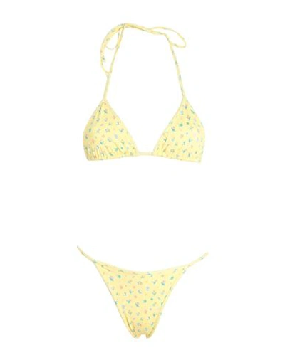 Frankies Bikinis Zeus Top-zeus Bottom Woman Bikini Light Yellow Size L Nylon, Elastane