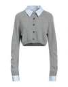 Semicouture Woman Cardigan Grey Size L Wool, Polyamide, Cotton